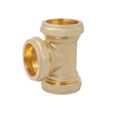 China Plumb Material Copper Compressor Brass Tee Fitting 10mm for sale