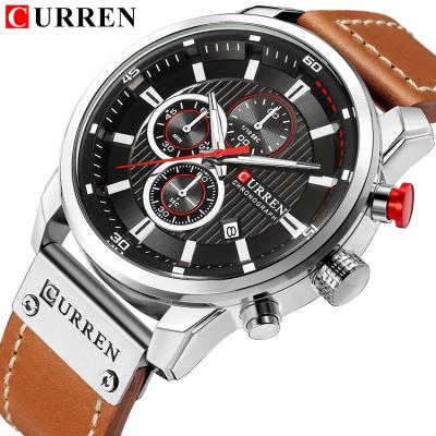 China CURREN 8291 Automatic Date Men's Quartz Movement Fashion&Casual Automatic Date Band Leather Watches for sale