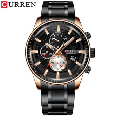 China CURREN 8362 Automatic Date Luxury Top Popular Men Watch Brand Stainless Steel Time Zone Quartz Vertical Watch for sale