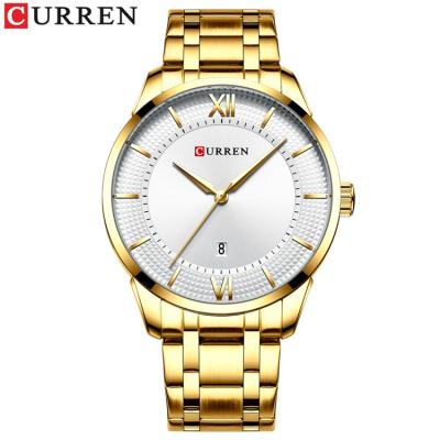 China Automobile Date 2021 CURREN 8356 Men Classic Quartz Custom Stainless Steel Gold Watch Stylish Popular Brand for sale