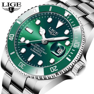 China LIGE 10045 Automatic Date LIGE 10045 Fashion Diver Watch Men 30ATM Top Luxury Waterproof Luminous Custom Watch for sale