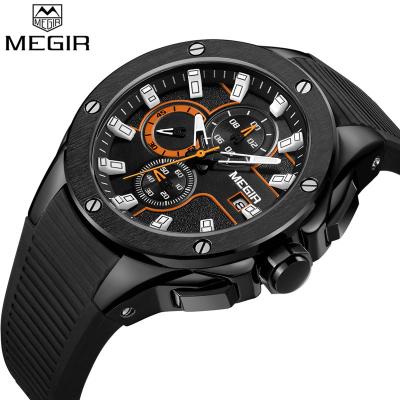 China Auto Date 2021 MEGIR 2053 Men Quartz Can Custom Auto Wrist For Silicone Watch for sale