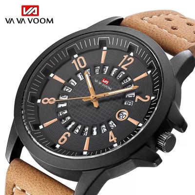 China VaVa Voom VA-206 Automatic Casual Men's Date Quartz Watches 2021 Class Waterproof Fashion Leather Man Watch Wrist for sale