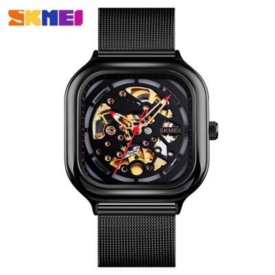 China 2021 SKMEI 9184 Men Business Square Brand Skeleton Mechanical Chinese Automatic Watch for sale