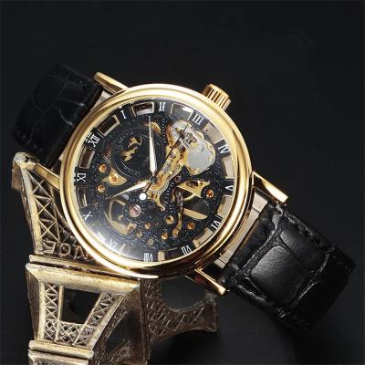 China Sewor 605-1 Best Skeleton Mechanical Automatic Mechanical Leather Strap Watches Men's Non-specific Wrist Watch for sale