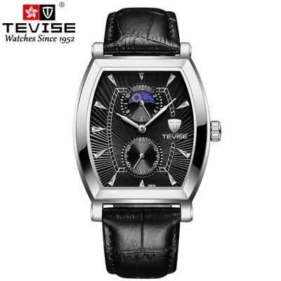 China 2021 TEVISE 8383S Automatic Date Mens Automatic Mechanical Leather Band Watches Moon Phase Mens Calendar Luxury Wrist Watch for sale