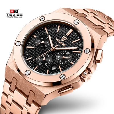 China Automatic Date 2021 TEVISE T830A Trend OEM Alloy Skeleton Custom Luxury Automatic Mechanical Men Watches for sale