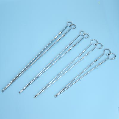 China Garden BBQ 12pcs BBQ Meat Stick Needle Stainless Steel Metal BBQ Skewers Welded Set for sale