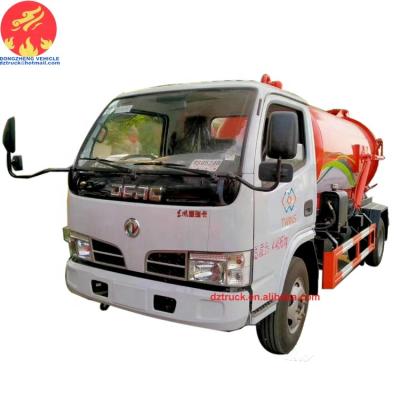 China Dongfeng 5000liters carbon steel Q235 new septic tank vacuum sewage suction truck for sale