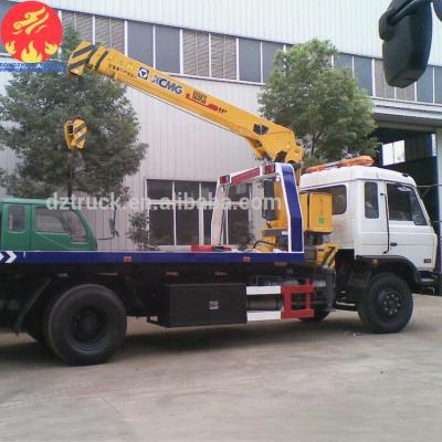 China Dongfeng 8ton Flat Bed Tow Truck , Tow Truck With 2 Crane for sale