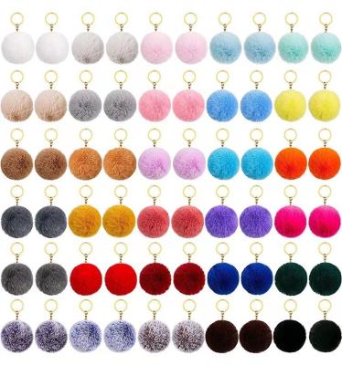 China Real Pompom Ball Fasion Fur Ball Pompom Bulk Plush Key Chain Key Chain Artificial Fluffy Fluffy Bubble Ball for sale