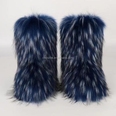 China Flat 2022 New Hot Selling Ladies Leather Boots Fur Snow Boots Faux Leather Boots for sale