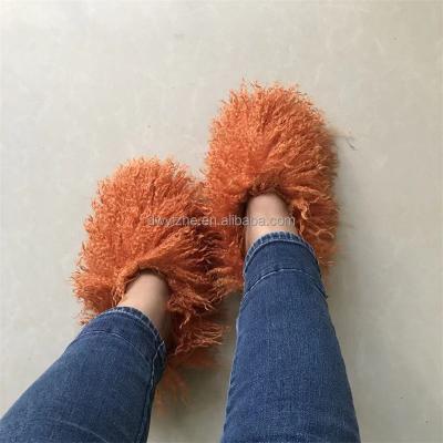 China New style fashion trend ladies fur slides winter home slippers factory fast shipping Mongolian slippers woolen slippers for sale