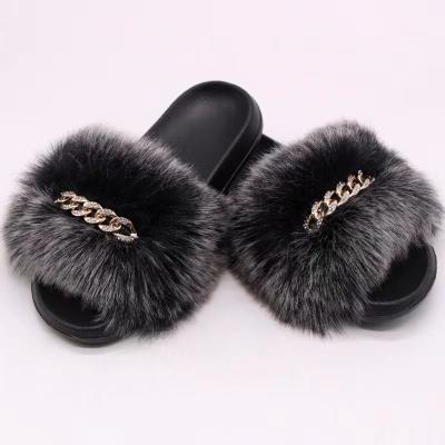 China Fashion Trend 2023 Summer Fashion Faux Fur Housewife Sliders Outdoor Slippers for sale