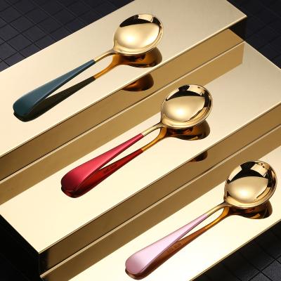 China Eco-friendly Popular Hot Selling 2022 Stainless Steel Gold Ice Cream Metal Dessert Tea Viable Small 304 Handled Spoon for sale