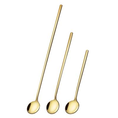 China Amazon 2020 Viable Custom Made Rose Gold Teaspoon Metal Dessert Stainless Steel Tea Spoon 24cm 13cm 17cm Mini Small Long Handled 304 for sale