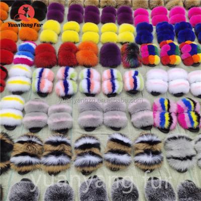 China CUSHIONING Factory Direct Wholesale Raccoon Fur Slides Custom Fur Slippers Seller Raccoon Fur Slippers for sale