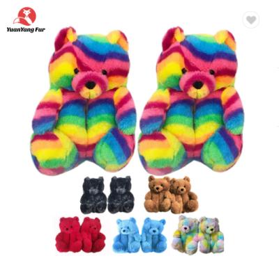 China CUSHIONING Bedroom Teddy Bear Slippers Wholesale Fuzzy Plush Teddy Style Slippers New Arrivals 2021 New Teddy Bear Slippers For Women Girls for sale