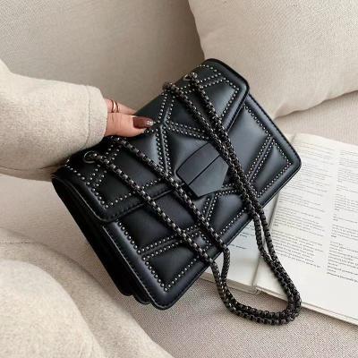 China 2021 Fashion Handbags For Women Bags Lady Rivet Chain Cross - Body Shoulder Small Messenger for sale