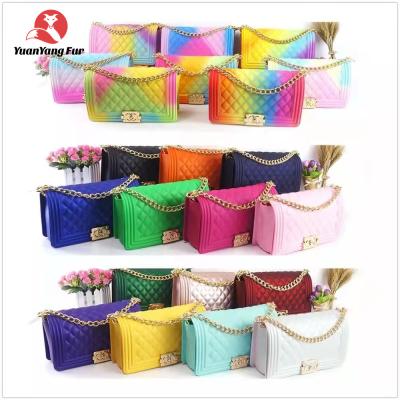 China High quality wholesale designer handbags famous brands ladies rainbow jelly purse silicone cross - body bags women handbags ready to ship for sale