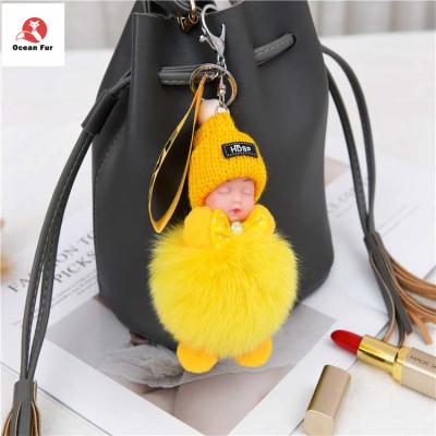 China Wholesale Colorful Soft Hand Feeling Pompom Fox Fur Key Chain Girl Gift Pompom Key Chain Bag Pendant for sale