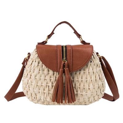 China Eco-Friendly Straw Bag Hard Shape Luxury Straw Handbag Handmade Straw Beach Hot Selling Summer Fashion Mini Bag for sale