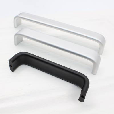 China Modern OEM Customized Silver / Black Modern Soild Aluminum Cabinet Hardware Drawer Pulls Handles for sale