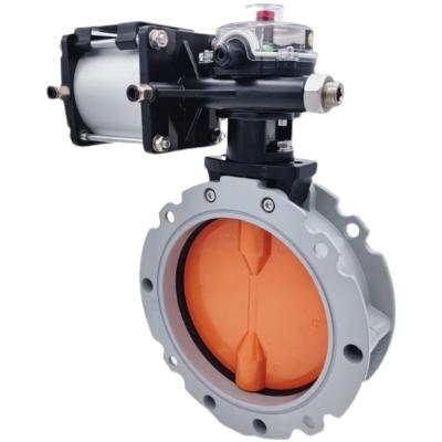 China General DN200 8 Inch PN16 Double Flange Ductile Iron Pneumatic Operated Powder Butterfly Valve for sale