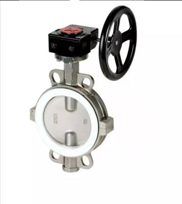 China Overhead Worm Gear DI Stainless Steel S NaI-lok Wafer Butterfly Valve Ptfe Seated /ptfe Valve for sale