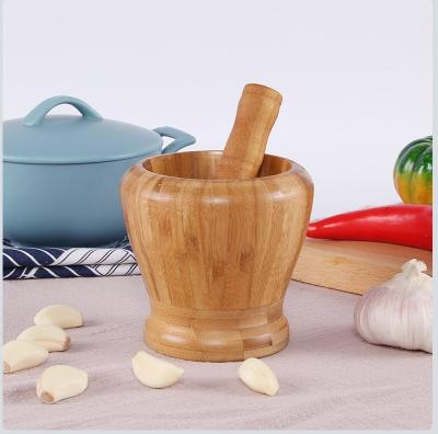 China Bamboo Meat Grinder BAMBOO Herb Spice Masher Grinder Garlic Chopper Ginger Crusher Spices Grinding Mortar and Pestle Garlic Press Set for sale