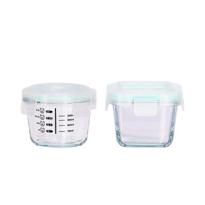 China Leakproof Glass Freshness Preservation Baby Food Storage Containers with Airtight Lids and BPA Free Reusable Measuring Container Small Spice Jar for sale