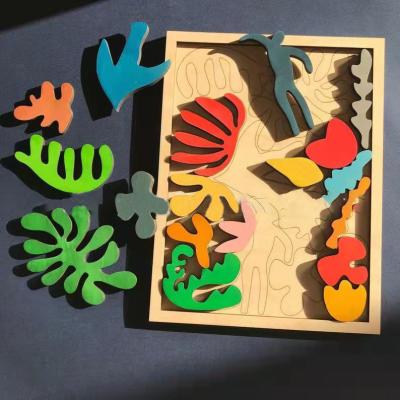 China Matisse Wooden Montessori Puzzle Wooden Creativity Learning Painting Montessori Toys Art Puzzles Plant Shape Puzzles Artist Kids Gifts for sale