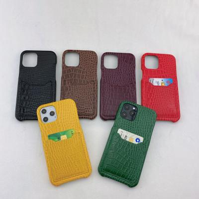 China With Card Holder Wallet Case Protection Crocodile Pattern Leather Three Side Phone Case With Card Holder For Iphone 6-12 Pro Max for sale