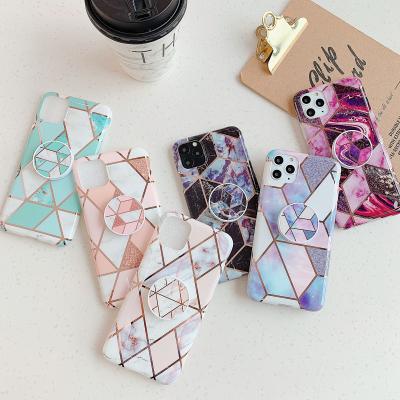 China New Fashion Unique Marble Cell Phone Case With Colorful Foldable Stand Case For iPhone 6 7 8 x 11 12 Pro Max for sale