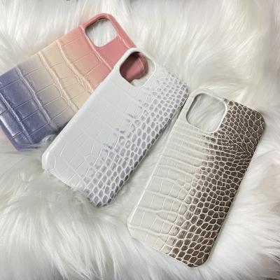 China Luxury PU Leather Cell Phone Case Gradient Color Pattern Protector Cover Crocodile Back Cover For iPhone 6/7/8/X/12Pro Max/13 for sale