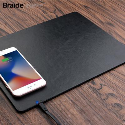 China Mobile Phone PU Leather Ultra-thin Leather Fast Charging QI Wireless Charging Mouse Pad for iPhone for Samsung for LG for Nokia for sale