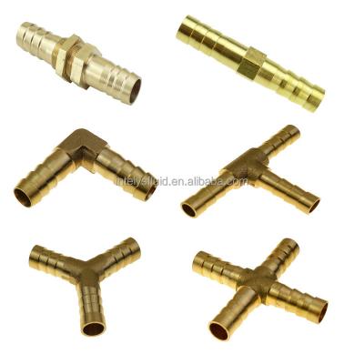 China Brass Water Air Hose Barb Fitting Union Splicer Bulkhead Elbow Tee Y Shape Cross For Pipe ID 6 8 10 12 14 16 19 25mm Barbed Wire For Air Water for sale