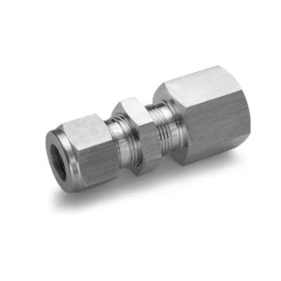 China SS 304 Stainless Steel Ferrule 316 Double Female Connector 6 Barstock Compression Tube Fitting Bulkhead 8 10 12mm OD X 1/8 1/4 3/8 1/2 BSPT NPT for sale