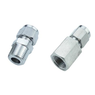 China SS 304 Stainless Pressure Gauge Adapter 6 Barstock SS 316 8 Male Female Metric Compression Fitting 10mm ODx M10x1 M12x1.5 M14x1.5 M16 M20 for sale