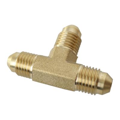 China 3/16 1/4 5/16 3/8 1/2 Brass 5/8 SAE Fitting 45 Degree Brass Flare Unions Tee Reducing Tee For Heating, Refrigeration HVAC for sale