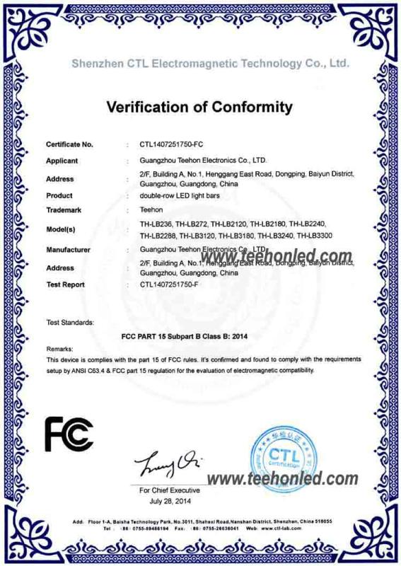 FCC certificate - Guangzhou Teehon Electronics Co., LTD.