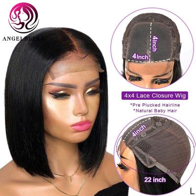 China 100% Brazilian Straight Human Hair Wigs 4x4 Lace Front Wig Transparent Closure Wigs Wholesale Remy Full Lace Wig for sale