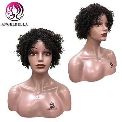 China 100% Virgin Remy Human Hair Short Cuticle Aligned Curly Hair Wig Machine Made Hair Curl Wig for sale