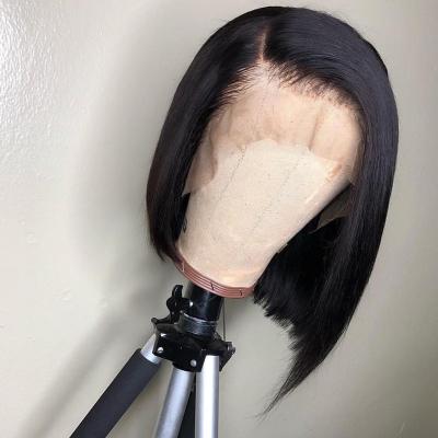 China Wholesale 100% Short Brazilian Hair Wigs Barely Shedding Soft Thick Straight Virgin Hair Hair Products Lace Wigs For Women Color Bob Lace Front Human Hair Wigs for sale