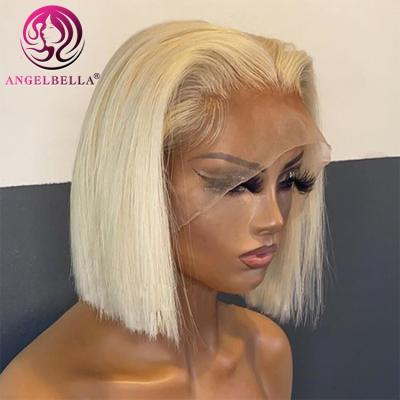 China Other Lace Front Wig Transparent Glueless Virgin Hair Straight Pre Pluck Bob Wig Brazilian Hair Lace Frontal HD Lace Wig for sale