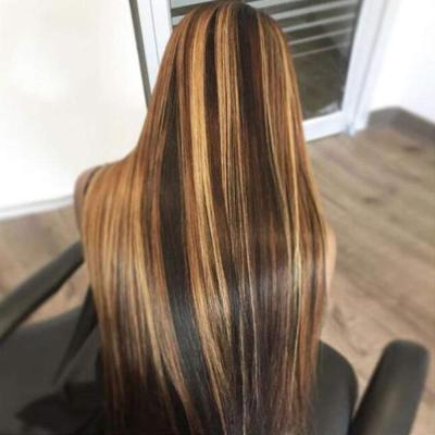 China 100% Remy Human Hair Lace Front Wigs 100% Virgin Brazilian Hair 13x6 HD Lace Front Straight 4/27# Straight 4/27# Highlight Brazilian Transparent Swiss Wigs for sale