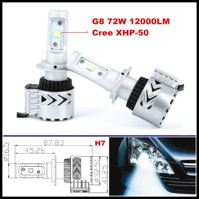 China G8 72W 12000LM LED headlight H4 H7 H16 H9 H10 H11 9005 9006 CREE XHP50 LED Headlight Kit for sale