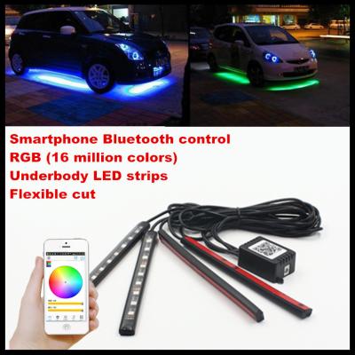 China Phone Control Flexible RGB LED Interior Footwell Lights Strips Car LED DRL Atmosphere Lamps interior light strip for sale