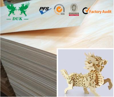 China WATER RESISTANT Laser Cutting Woodworking Use Basswood Plywood With E0 for sale