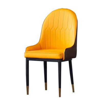 China Modern Cheap Foshan Dining Chair Carbon Steel Leg Leather Upholstered Dining Chair for sale